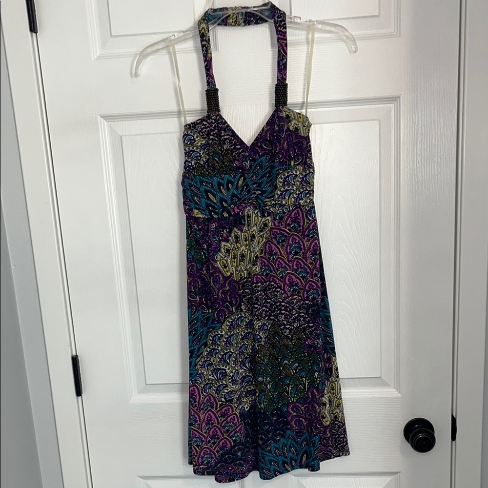 White Mark Multicolor Halter Dress